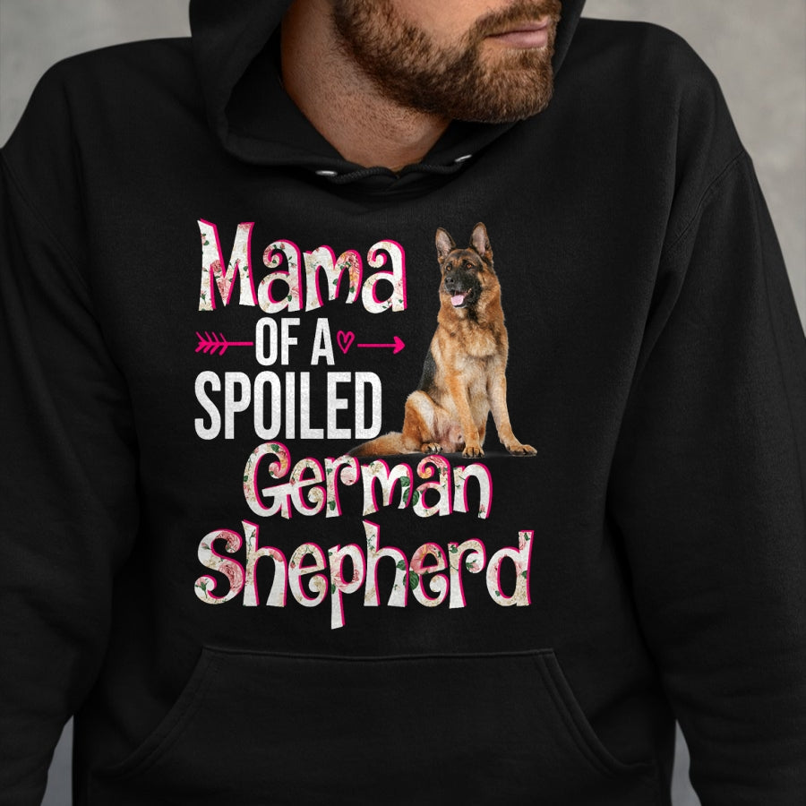 Best Wife Shirt, Wife and Husband Unisex T-Shirt/Hoodie/Sweatshirt HLT00 - Mama Of A Spoiled German Shepherd Mother's Day Floral Dog T-Shirt