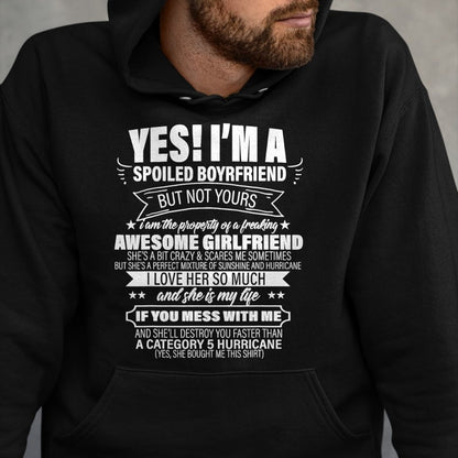 Best Wife Shirt, Wife and Husband Unisex T-Shirt/Hoodie/Sweatshirt HLT00 - Yes ! I'm A Spoiled Boyfriend But Not Yours gift for him T-Shirt