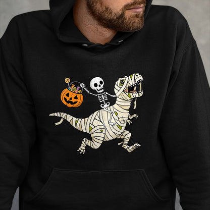 Best Dinosaur Lover Shirt, Funny Dinosaur UnisexT-Shirt/Hoodie/Sweatshirt HLT00 - Boys Halloween Skeleton Riding Dinosaur Mummy Trex Kids T-Shirt