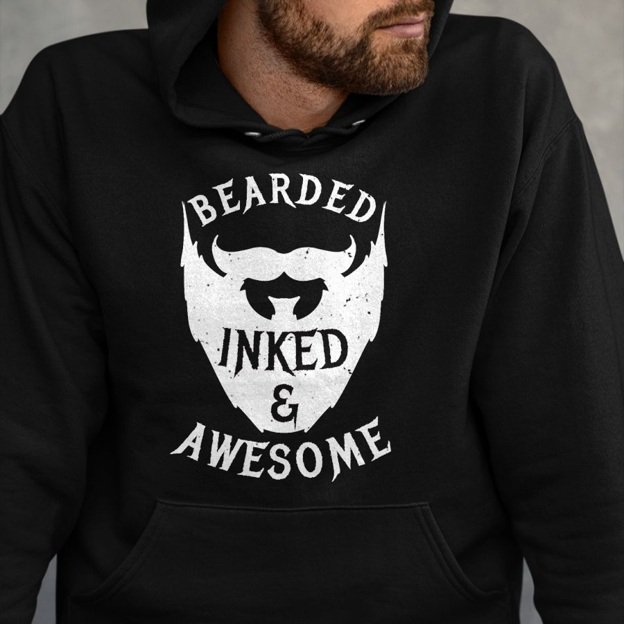 Best Wife Shirt, Wife and Husband Unisex T-Shirt/Hoodie/Sweatshirt HLT00 - Mens Bearded, Inked And Awesome Bearded And Tattooed Guy T Shirt (1)