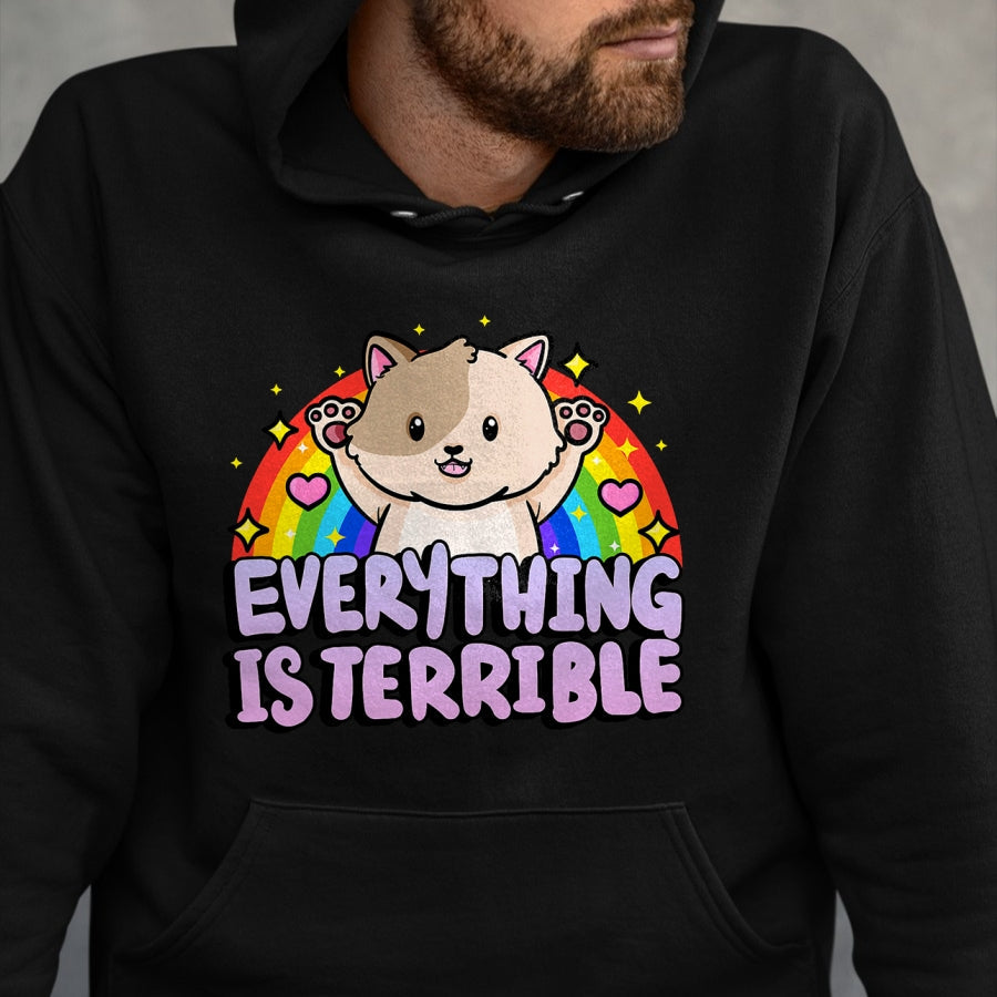 Cat Love Shirt, Funny Cat Lover Gift UnisexT-Shirt/Hoodie/Sweatshirt HLT00 - Everything is Terrible Sarcasm Rainbow Kitten Cute Cat T-Shirt (1)