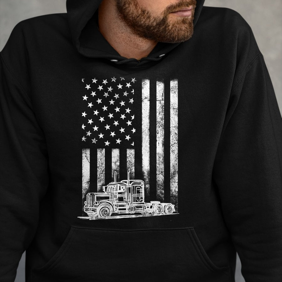 Best Truck Driver Life Shirt, Funny Trucker UnisexT-Shirt/Hoodie/Sweatshirt HLT00 - Truck Driver American Flag Trucker Vintage Men Women Gift T-Shirt Small