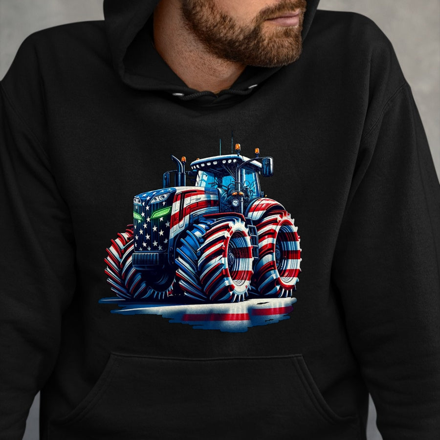Best Farmer Life Shirt, Funny Farmer UnisexT-Shirt/Hoodie/Sweatshirt HLT00 - Patriotic Tractor American Flag T-Shirt