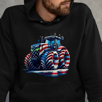 Best Farmer Life Shirt, Funny Farmer UnisexT-Shirt/Hoodie/Sweatshirt HLT00 - Patriotic Tractor American Flag T-Shirt