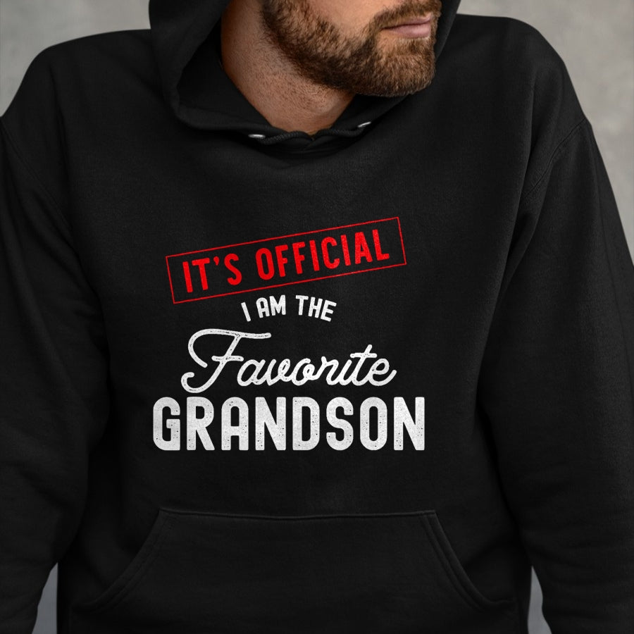 Best Grandpa Shirt, Proud Grandpa Unisex T-Shirt/Hoodie/Sweatshirt HLT00 - It's Official I'm The Favorite Grandson Vintage T-Shirt
