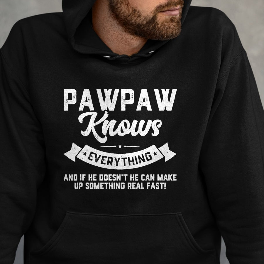 Best Grandpa Shirt, Proud Grandpa Unisex T-Shirt/Hoodie/Sweatshirt HLT00 - Pawpaw Knows Everything Shirt 60th Gift Funny Father's Day T-Shirt
