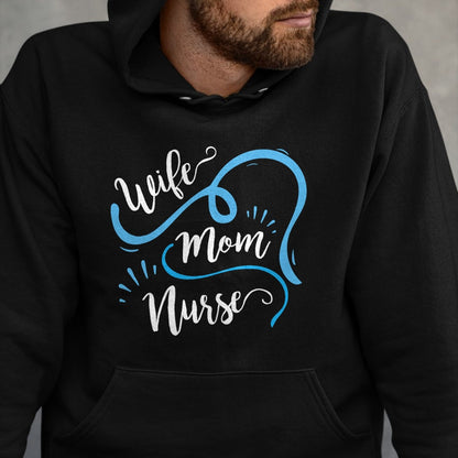Funny Nurse Shirt, Nurse Unisex T-Shirt/Hoodie/Sweatshirt HLT00 - Wife Mom Nurse T Shirt for Nurses (LPN, BSN, RN, NP) (1)