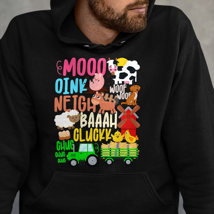 Best Farmer Life Shirt, Funny Farmer UnisexT-Shirt/Hoodie/Sweatshirt HLT00 - Farm Animals Sounds Oink Baa Neigh Cluck Moo Toddler Farmer T-Shirt