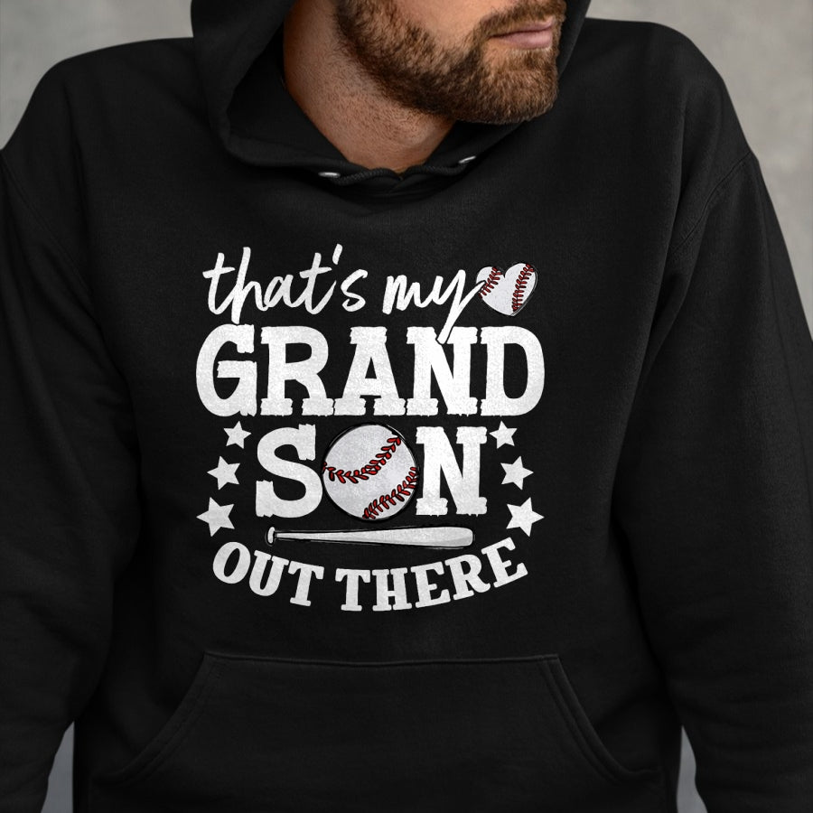 Best Grandma Shirt, Proud Grandma Unisex T-Shirt/Hoodie/Sweatshirt HLT00 - That's My Grandson Out There Women Baseball Grandma T-Ball T-Shirt