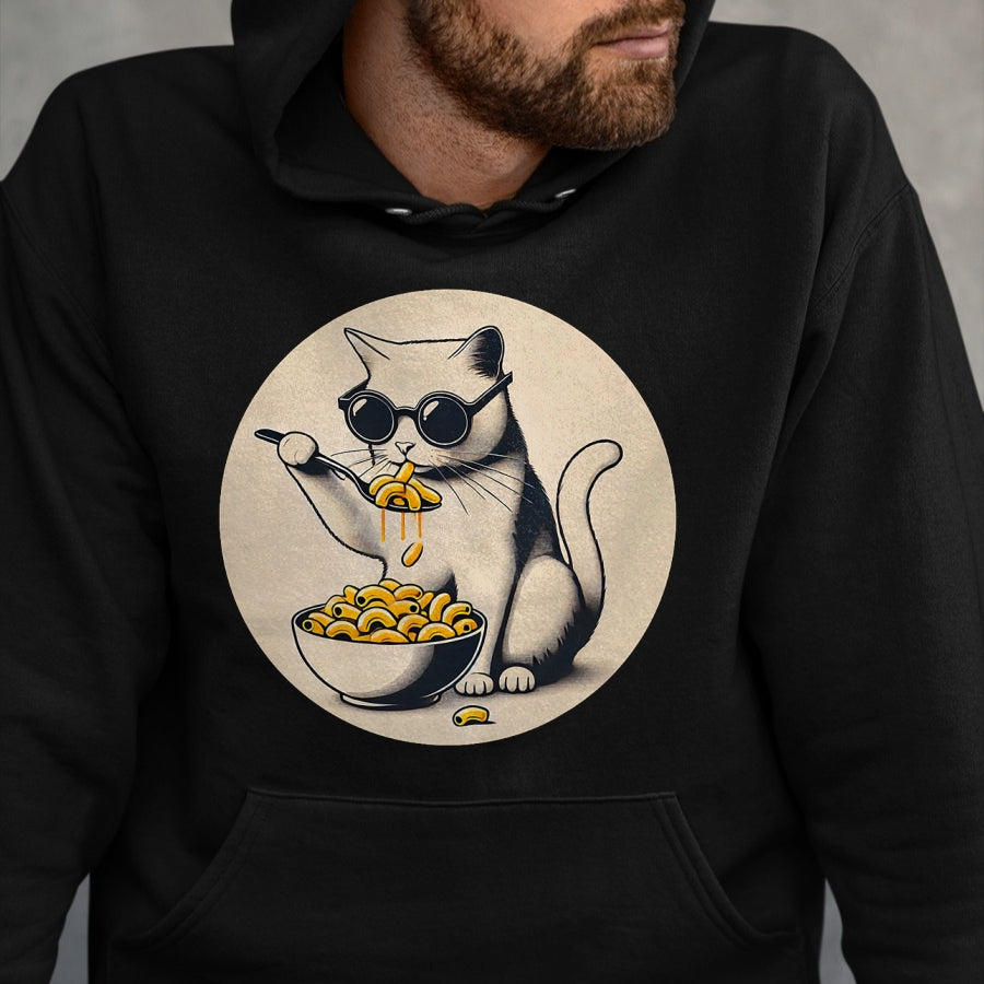 Cat Love Shirt, Funny Cat Lover Gift UnisexT-Shirt/Hoodie/Sweatshirt HLT00 - Cat Eating Mac and Cheese Men Women Girls Kids T-Shirt