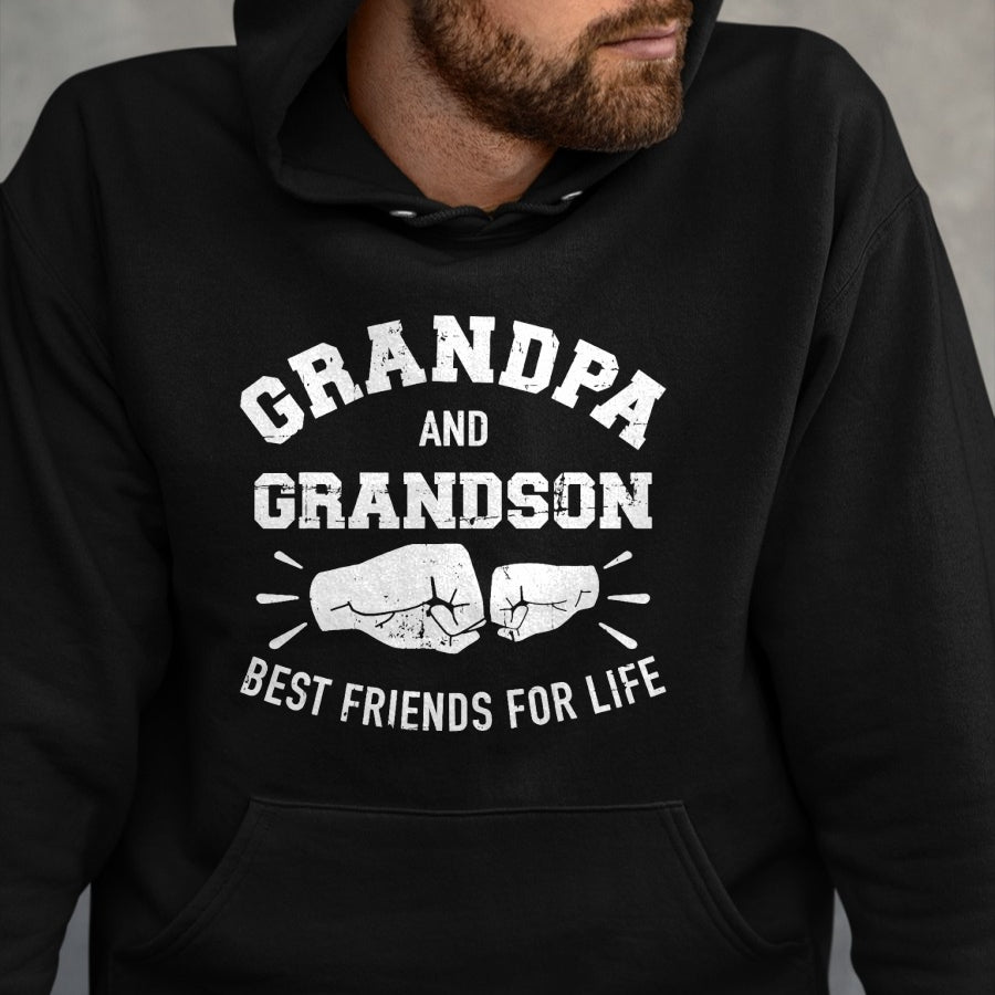 Best Grandpa Shirt, Proud Grandpa Unisex T-Shirt/Hoodie/Sweatshirt HLT00 - Grandpa and grandson friends for life T-Shirt