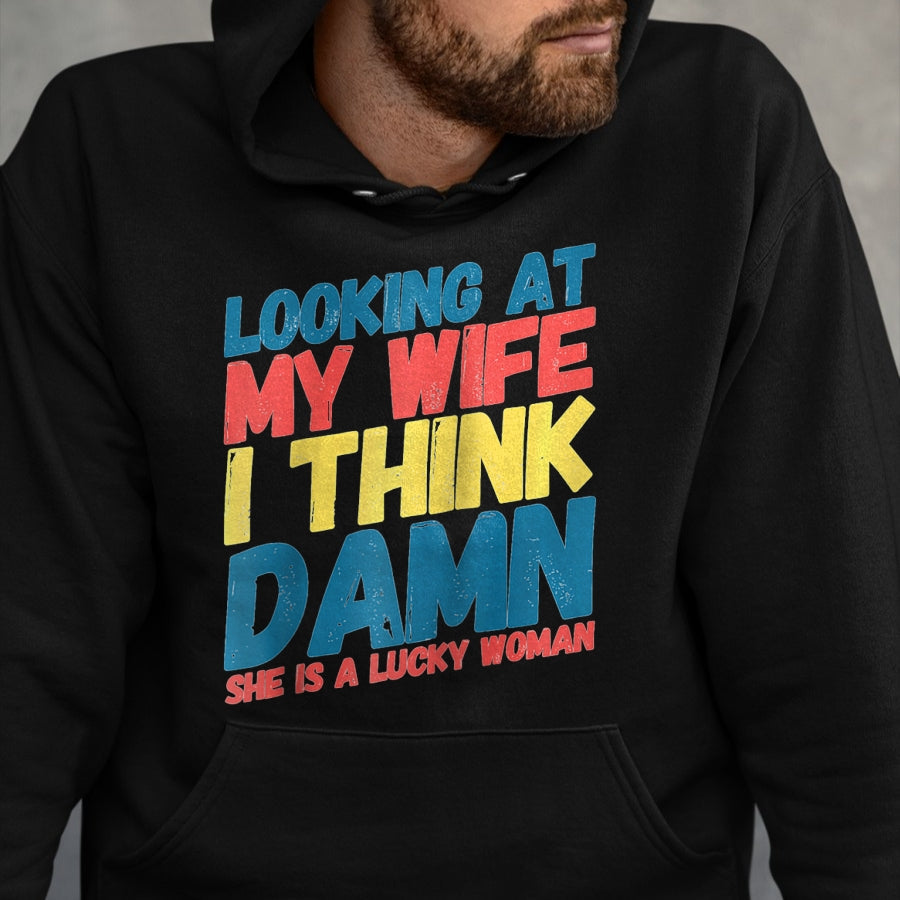 Best Wife Shirt, Wife and Husband Unisex T-Shirt/Hoodie/Sweatshirt HLT00 - Gift for wife T shirt, lucky wife   My Lucky Wife Best Crazy Husband Funny Married Couple Raglan Bas