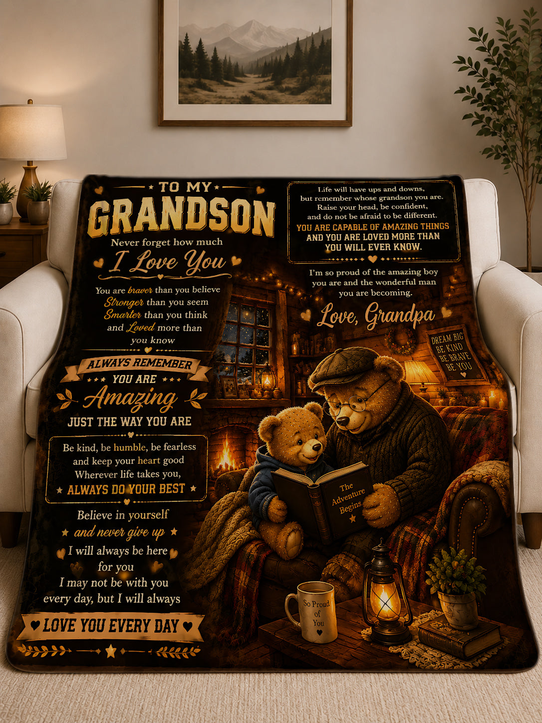 To My Grandson Blanket- From Grandpa-HLT00 (SKU2608-599)