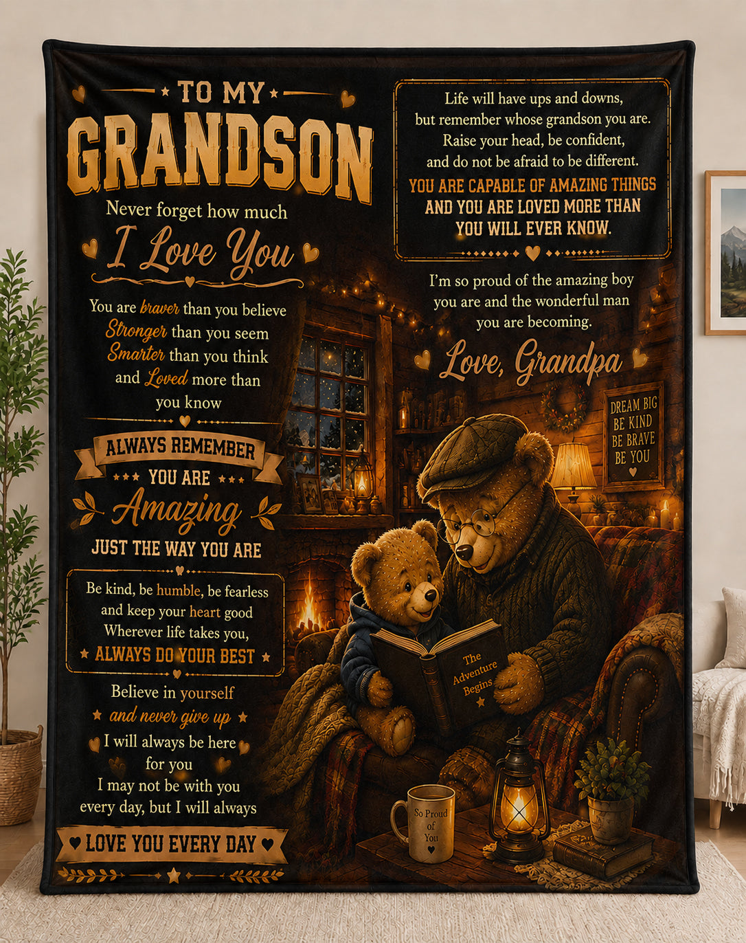 To My Grandson Blanket- From Grandpa-HLT00 (SKU2608-599)