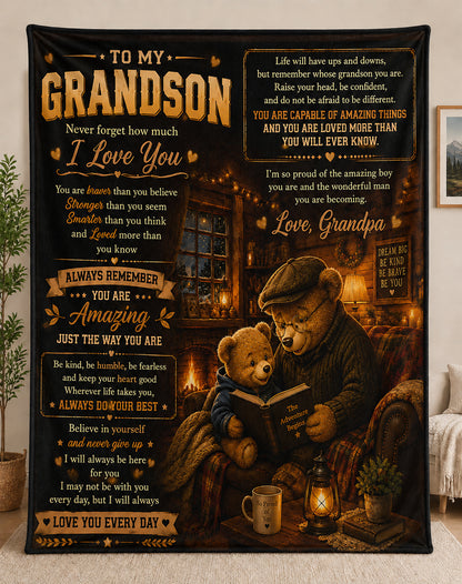 To My Grandson Blanket- From Grandpa-HLT00 (SKU2608-599)