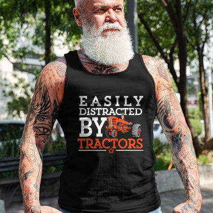 Best Farmer Life Shirt, Funny Farmer UnisexT-Shirt/Hoodie/Sweatshirt HLT00 - Easily Distracted by Tractors Farming Funny Vintage Tractor T-Shirt
