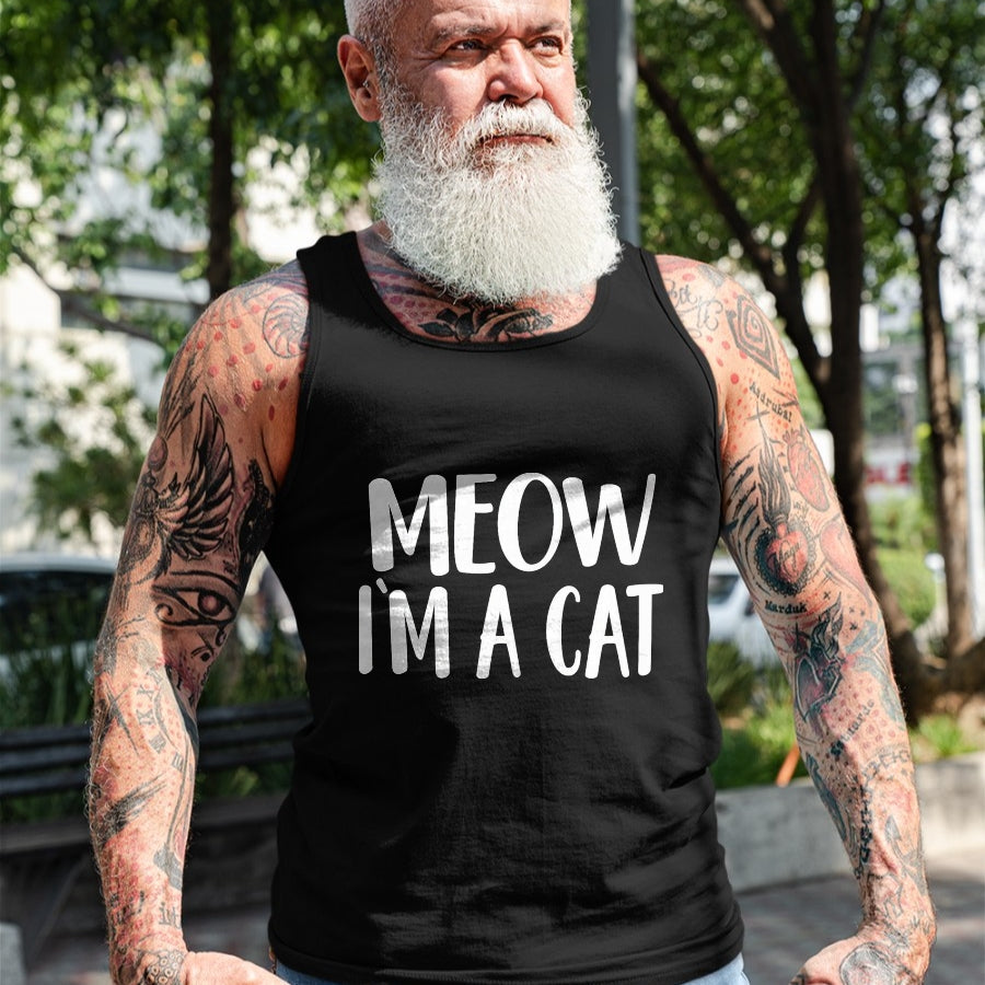 Cat Love Shirt, Funny Cat Lover Gift UnisexT-Shirt/Hoodie/Sweatshirt HLT00 - Meow I_m A Cat - Halloween Costume T-Shirt, Men, Black, Large