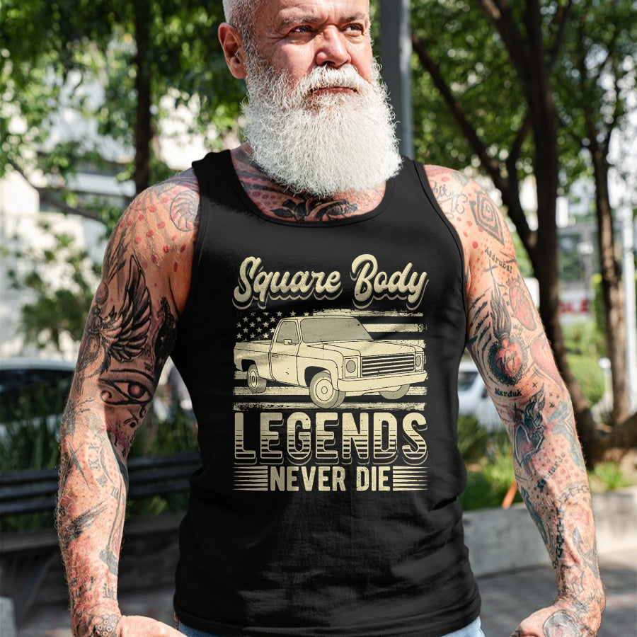 Best Truck Driver Life Shirt, Funny Trucker UnisexT-Shirt/Hoodie/Sweatshirt HLT00 - Square Body Legends Never Die Artwork for A Truck Driver T-Shirt