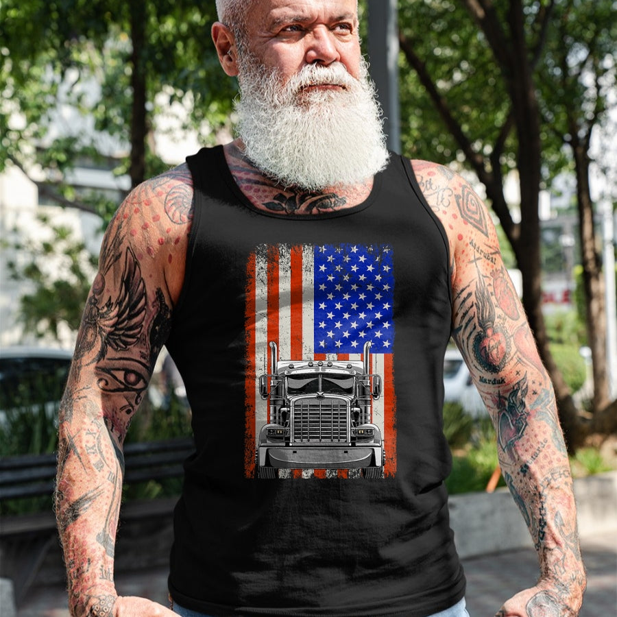 Best Truck Driver Life Shirt, Funny Trucker UnisexT-Shirt/Hoodie/Sweatshirt HLT00 - US American Flag Semi Truck Driver T-Shirt (1)