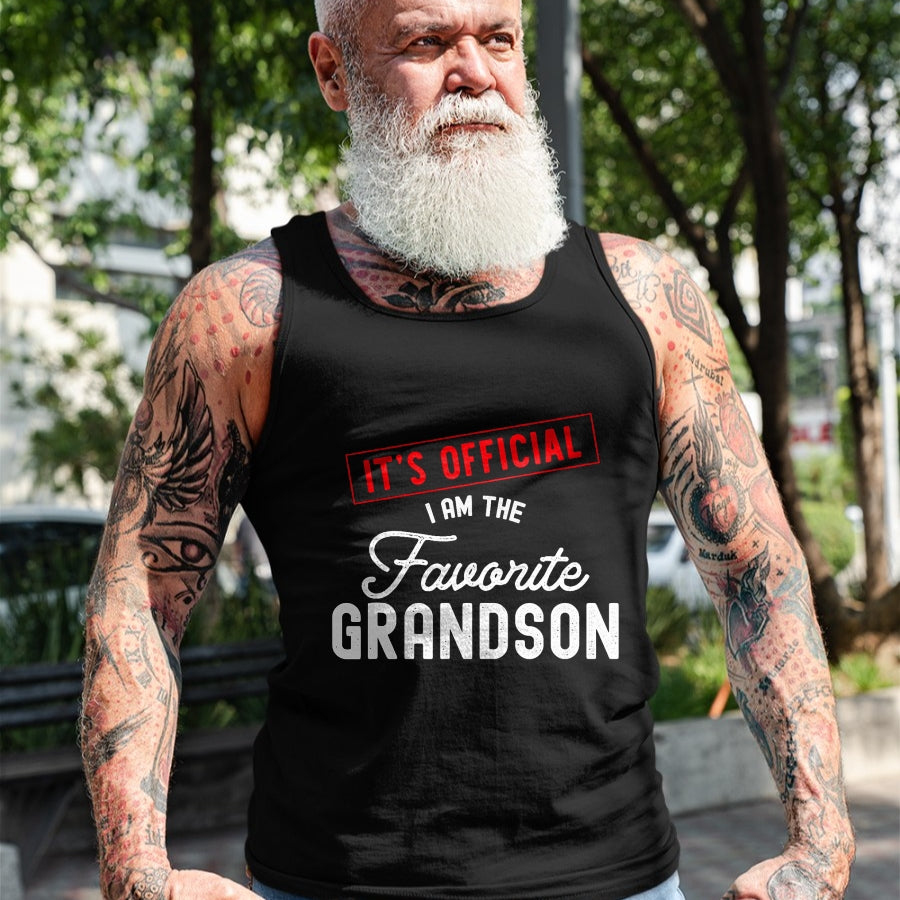 Best Grandpa Shirt, Proud Grandpa Unisex T-Shirt/Hoodie/Sweatshirt HLT00 - It's Official I'm The Favorite Grandson Vintage T-Shirt