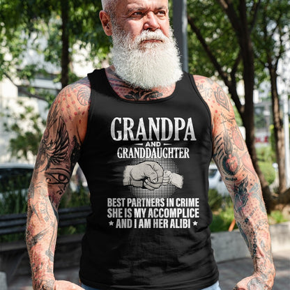 Best Grandpa Shirt, Proud Grandpa Unisex T-Shirt/Hoodie/Sweatshirt HLT00 - Grandpa and Granddaughter best partners in crime T-Shirt