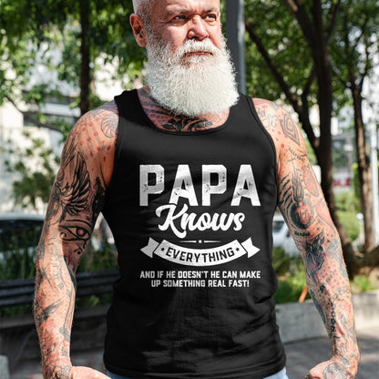 Best Grandpa Shirt, Proud Grandpa Unisex T-Shirt/Hoodie/Sweatshirt HLT00 - Papa Knows Everything 60th Gift Funny Father's Day T-Shirt