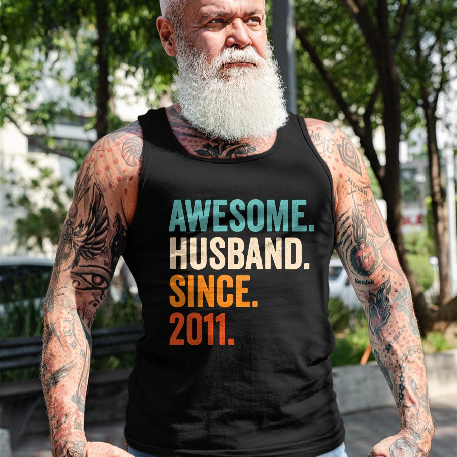 Best Wife Shirt, Wife and Husband Unisex T-Shirt/Hoodie/Sweatshirt HLT00 - Awesome Husband Since 2011 13th wedding anniversary 13 years T-Shirt