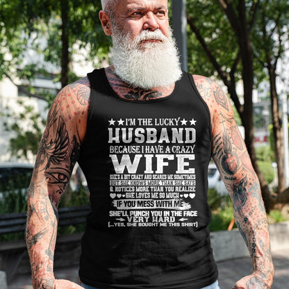 Best Wife Shirt, Wife and Husband Unisex T-Shirt/Hoodie/Sweatshirt HLT00 - Gift for wife T shirt, lucky wife   I Am A Lucky Husband I Have A Crazy Wife Christmas Birthday T-Sh (1)