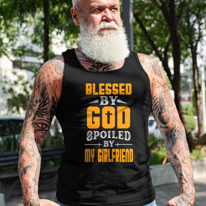 Best Wife Shirt, Wife and Husband Unisex T-Shirt/Hoodie/Sweatshirt HLT00 - Blessed By God Spoiled By My Girlfriend Boyfriend Couples T-Shirt