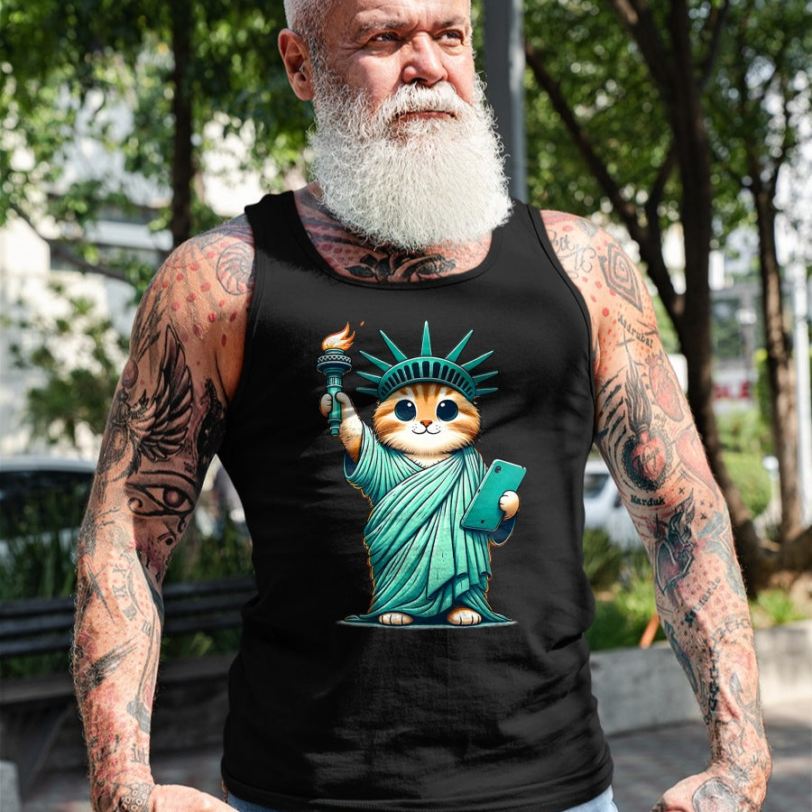 Cat Love Shirt, Funny Cat Lover Gift UnisexT-Shirt/Hoodie/Sweatshirt HLT00 - Cute Kawaii Cat Statue of Liberty I Love New York NYC T-Shirt