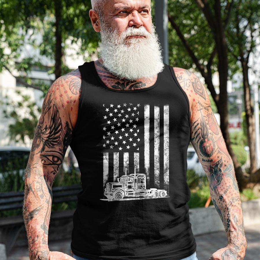 Best Truck Driver Life Shirt, Funny Trucker UnisexT-Shirt/Hoodie/Sweatshirt HLT00 - Truck Driver American Flag Trucker Vintage Men Women Gift T-Shirt Small