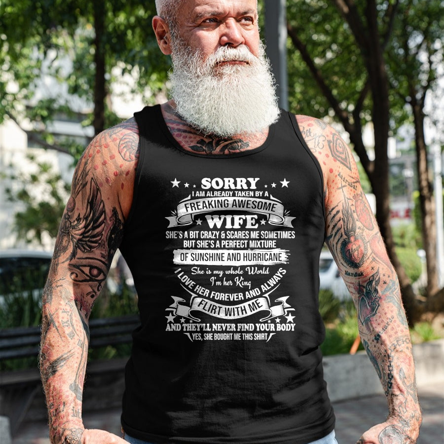 Best Husband Shirt, Wife and Husband Unisex T-Shirt/Hoodie/Sweatshirt HLT00 - Sorry I am already taken by awesome Wife Valentine Day T-Shirt