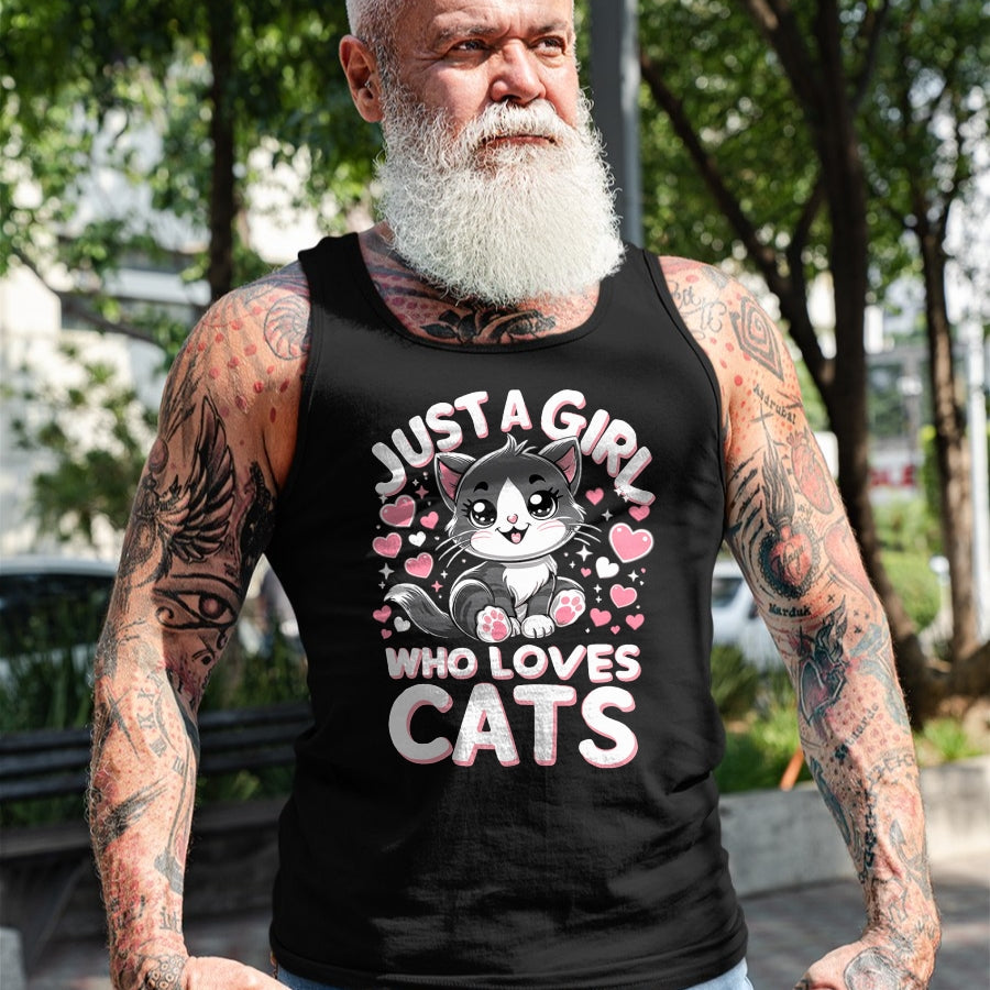 Cat Love Shirt, Funny Cat Lover Gift UnisexT-Shirt/Hoodie/Sweatshirt HLT00 - Just A Girl Who Loves Cats Cute Cat T-Shirt