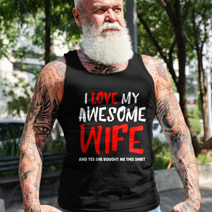 Best Wife Shirt, Wife and Husband Unisex T-Shirt/Hoodie/Sweatshirt HLT00 - I Love My Awesome Wife Funny Husband Gift Mens Boys T-Shirt