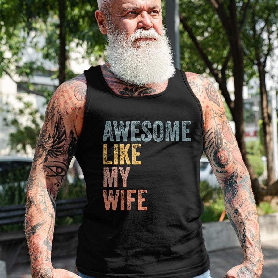 Best Wife Shirt, Wife and Husband Unisex T-Shirt/Hoodie/Sweatshirt HLT00 - Mens Husband Awesome Like my wife Funny Vintage Text T-Shirt (1)