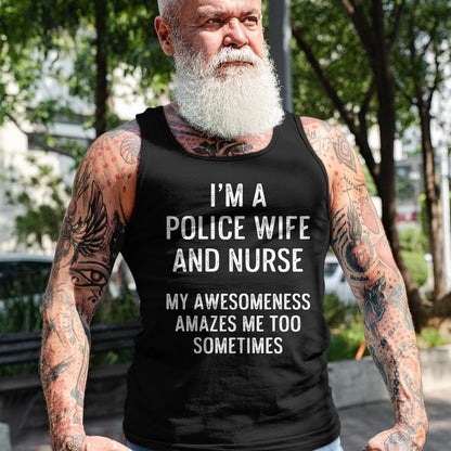 Funny Nurse Shirt, Nurse Unisex T-Shirt/Hoodie/Sweatshirt HLT00 - Police Wife Nurse Life Sometimes RN Mom T-Shirt