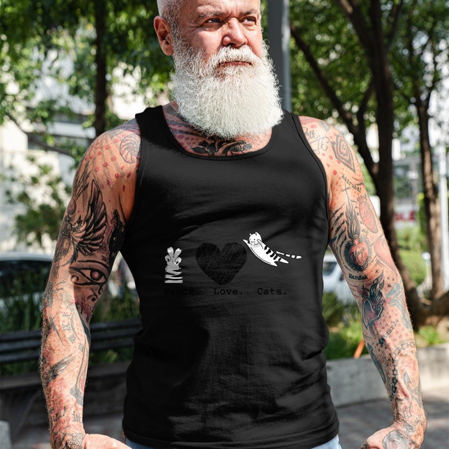 Cat Love Shirt, Funny Cat Lover Gift UnisexT-Shirt/Hoodie/Sweatshirt HLT00 - Peace Love Cats Hippy T-Shirt