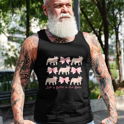Best Farmer Life Shirt, Funny Farmer UnisexT-Shirt/Hoodie/Sweatshirt HLT00 - Coquette Bow Show Pig Livestock Pig Breeder Stock Show Mom T-Shirt