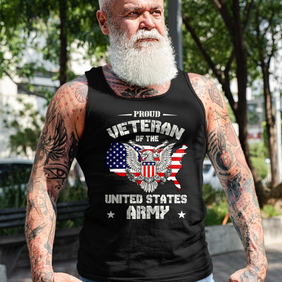 Proud Veteran Shirt, Funny Veteran UnisexT-Shirt/Hoodie/Sweatshirt HLT00 - Proud Veteran of The US Army - USA Flag Soldier Veteran T-Shirt