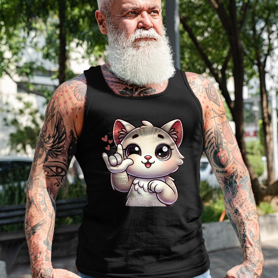 Cat Love Shirt, Funny Cat Lover Gift UnisexT-Shirt/Hoodie/Sweatshirt HLT00 - Kitten Cute Cat Making Love You Hand Sign Language ASL T-Shirt