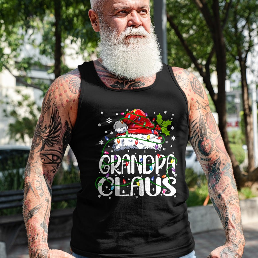 Best Grandpa Shirt, Proud Grandpa Unisex T-Shirt/Hoodie/Sweatshirt HLT00 - Grandpa Claus Shirt Christmas Lights Pajama Family Matching T-Shirt