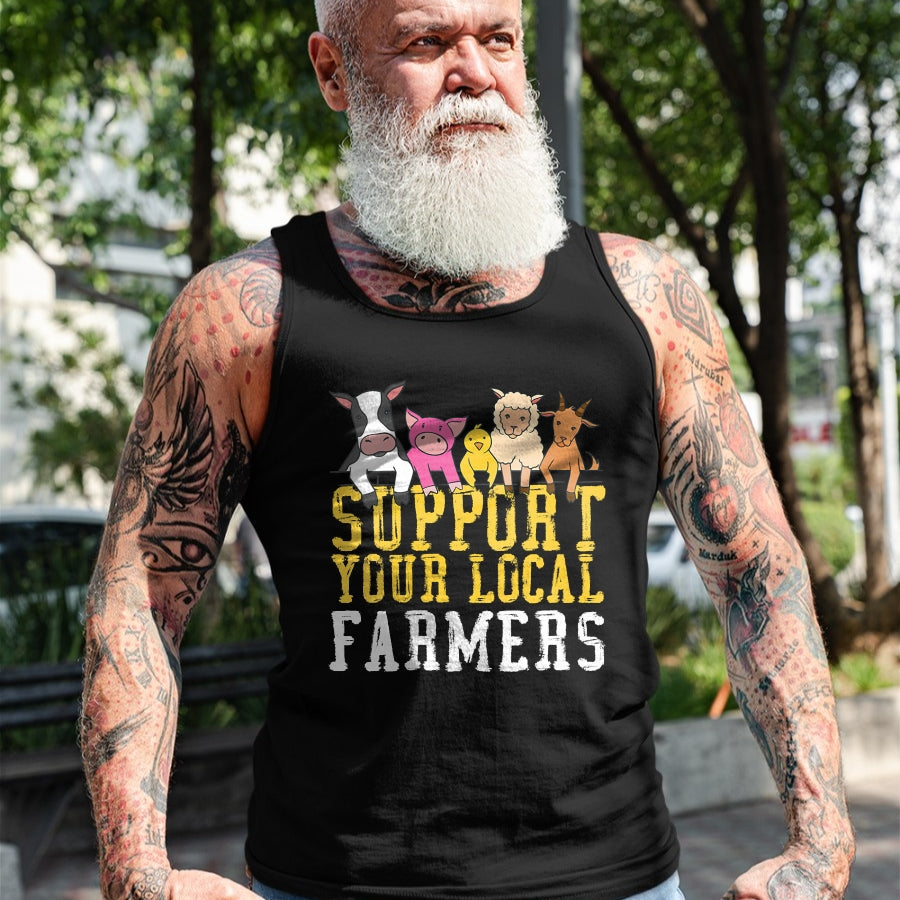 Best Farmer Life Shirt, Funny Farmer UnisexT-Shirt/Hoodie/Sweatshirt HLT00 - Women's Support Your Local Farmers Farm Animals V-Neck T-Shirt