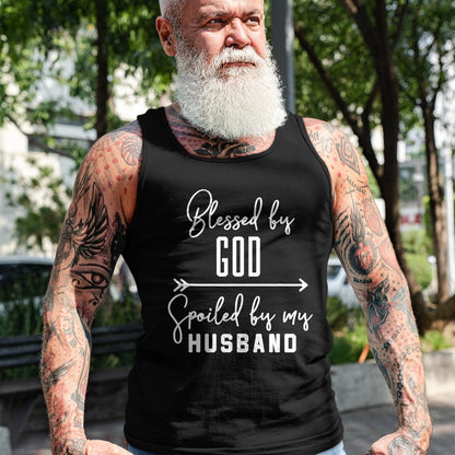 Best Wife Shirt, Wife and Husband Unisex T-Shirt/Hoodie/Sweatshirt HLT00 - Gift for wife T shirt, spoiled wife   Funny Wife T-Shirt 'Blessed By God Spoiled By My Husband' T-Sh