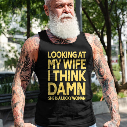Best Wife Shirt, Wife and Husband Unisex T-Shirt/Hoodie/Sweatshirt HLT00 - Gift for wife T shirt, lucky wife   Womens My Wife Is A Lucky Woman Husband Gift Wife Themed Gift V-