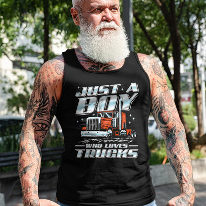 Best Truck Driver Life Shirt, Funny Trucker UnisexT-Shirt/Hoodie/Sweatshirt HLT00 - Just a Boy Who Loves Trucks Trucker Semi Truck Driver Funny T-Shirt