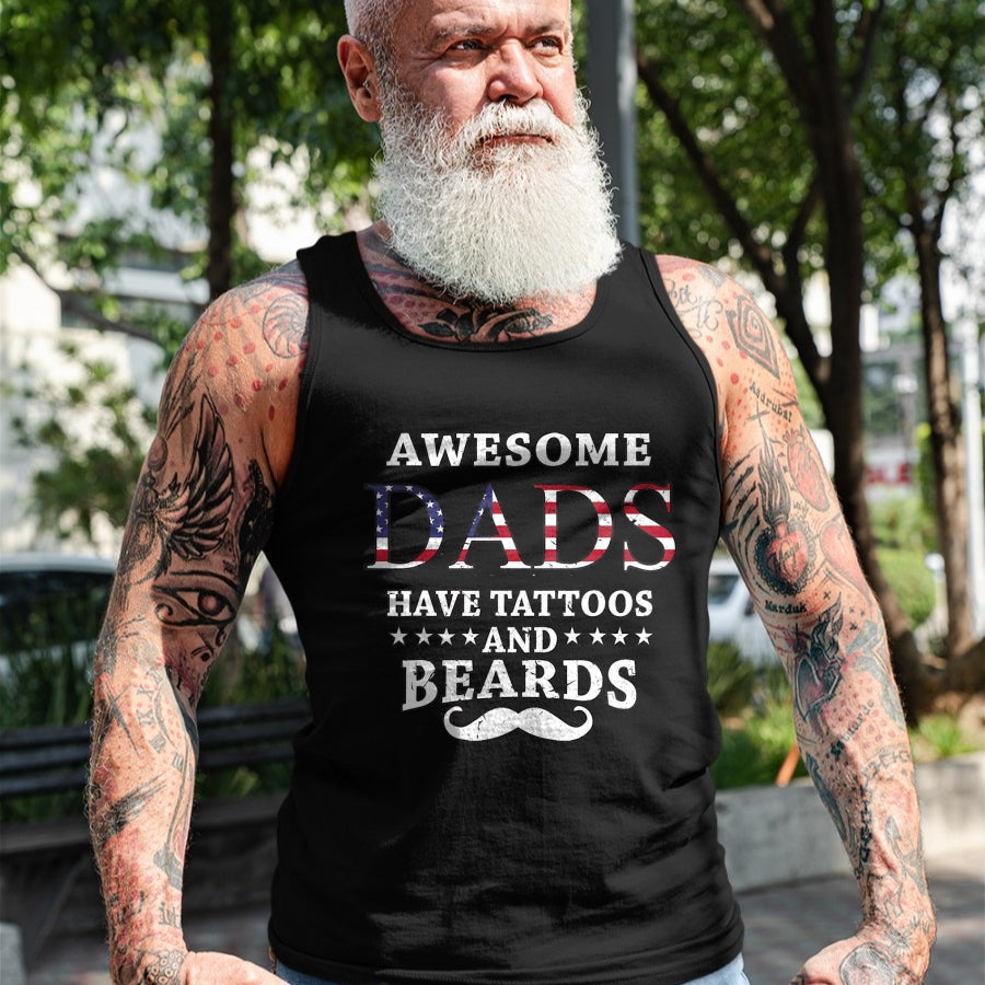 Best Wife Shirt, Wife and Husband Unisex T-Shirt/Hoodie/Sweatshirt HLT00 - Mens Awesome Dads Have Tattoos And Beards Gift Dads Bearded Guys T-Shirt