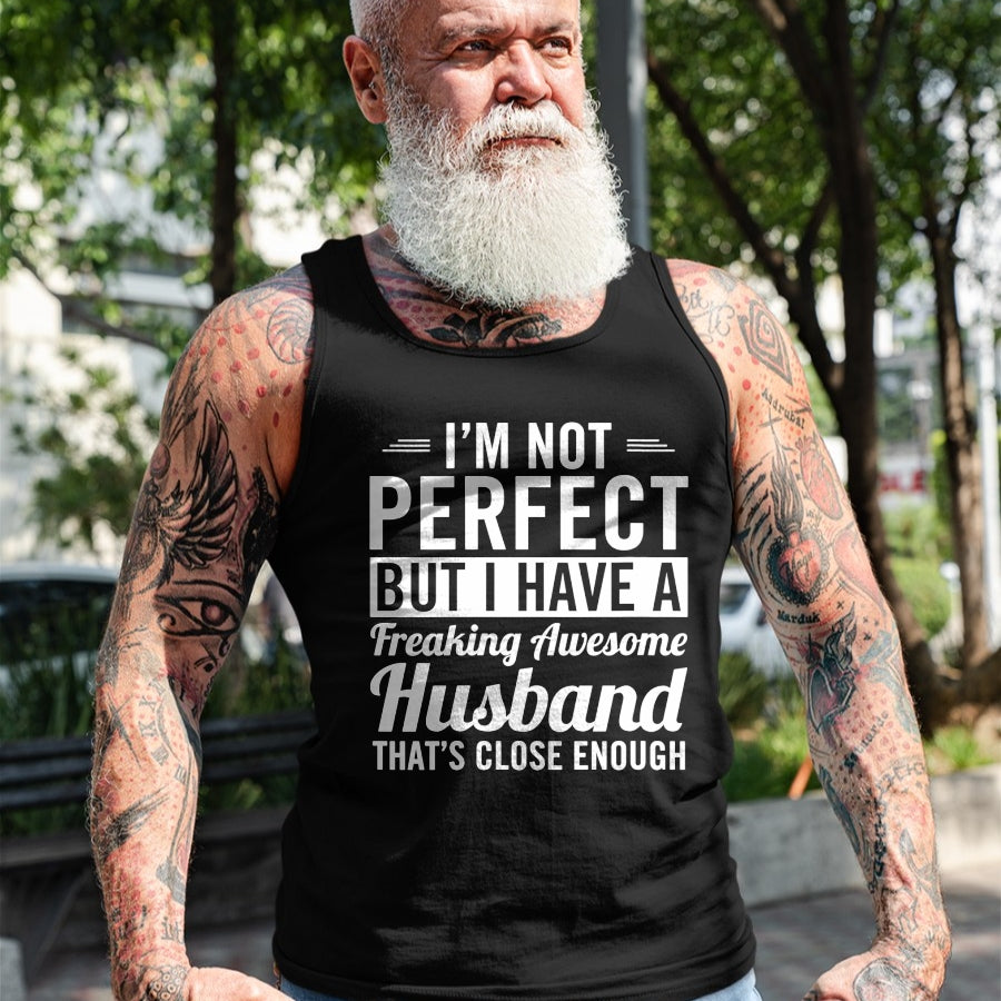 Best Wife Shirt, Wife and Husband Unisex T-Shirt/Hoodie/Sweatshirt HLT00 - Womens I'm Not Perfect But I Have A Freaking Awesome Husband V-Neck T-Shirt