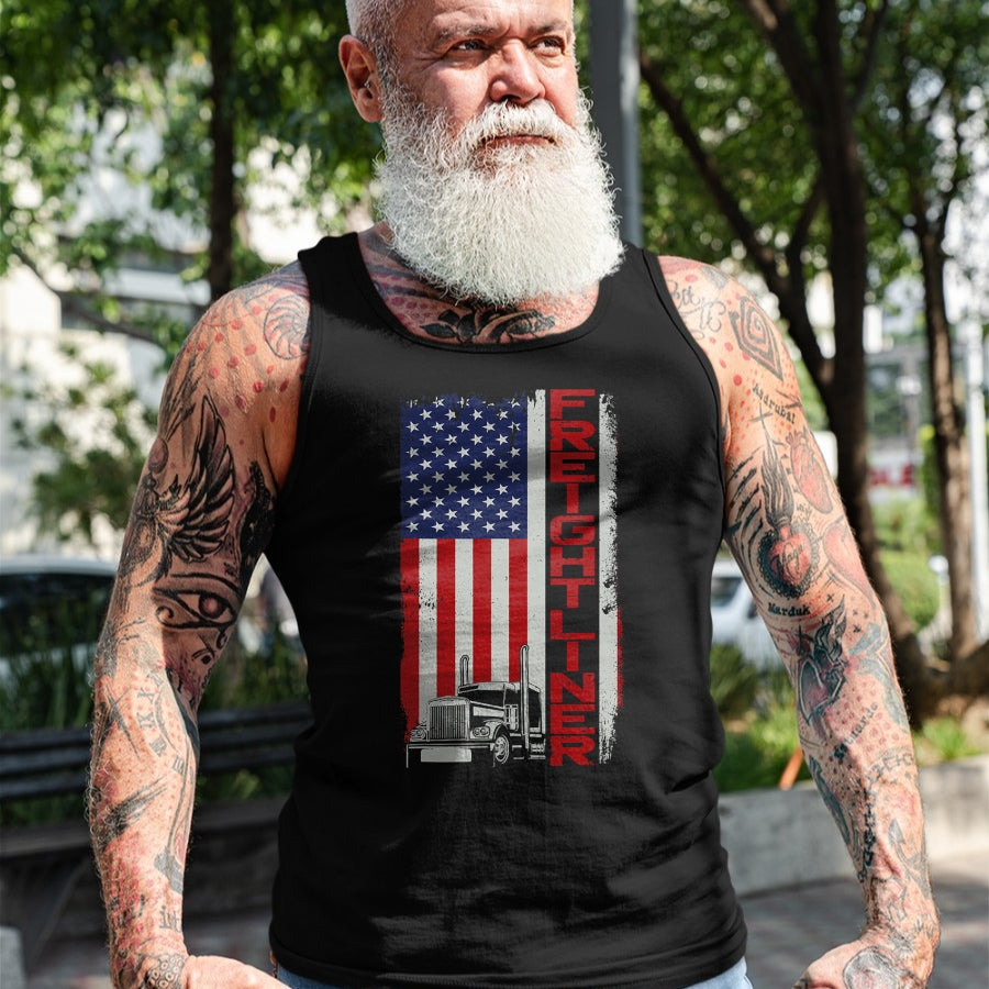 Best Truck Driver Life Shirt, Funny Trucker UnisexT-Shirt/Hoodie/Sweatshirt HLT00 - Trucker Truck Driver Halloween Pun Vintage USA American Flag T-Shirt