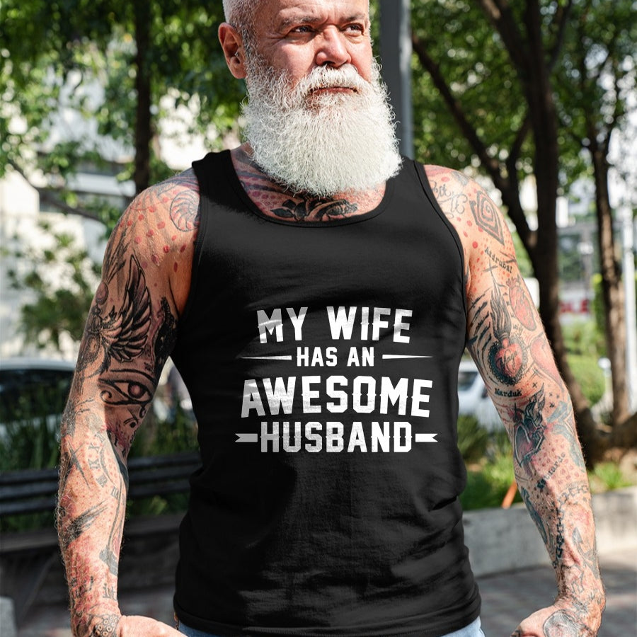 Best Wife Shirt, Wife and Husband Unisex T-Shirt/Hoodie/Sweatshirt HLT00 - My wife has an awesome husband Long Sleeve T-Shirt
