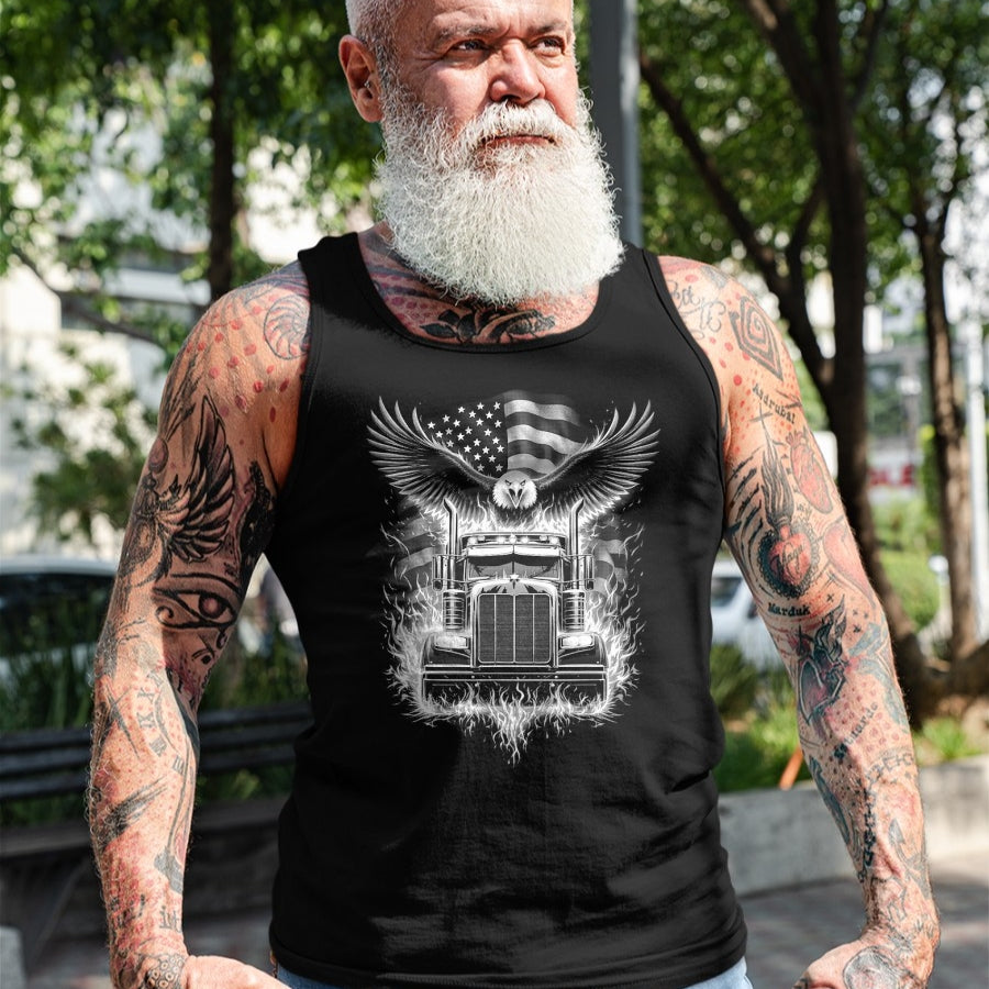 Best Truck Driver Life Shirt, Funny Trucker UnisexT-Shirt/Hoodie/Sweatshirt HLT00 - Trucker Patriotic American Flag Semi Truck Driver Eagle T-Shirt (3)
